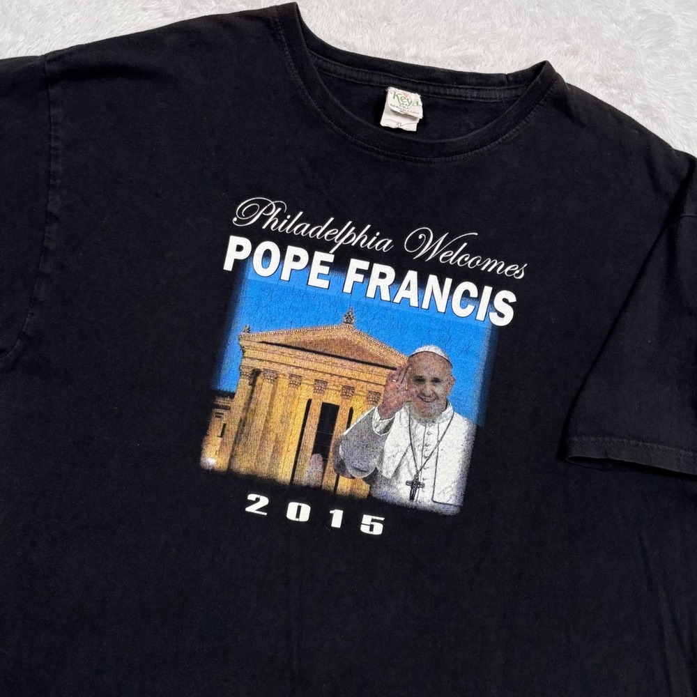 Pope Francis Philadelphia 2015 T-Shirt Mens XL Black Catholic Church Vatican Tee